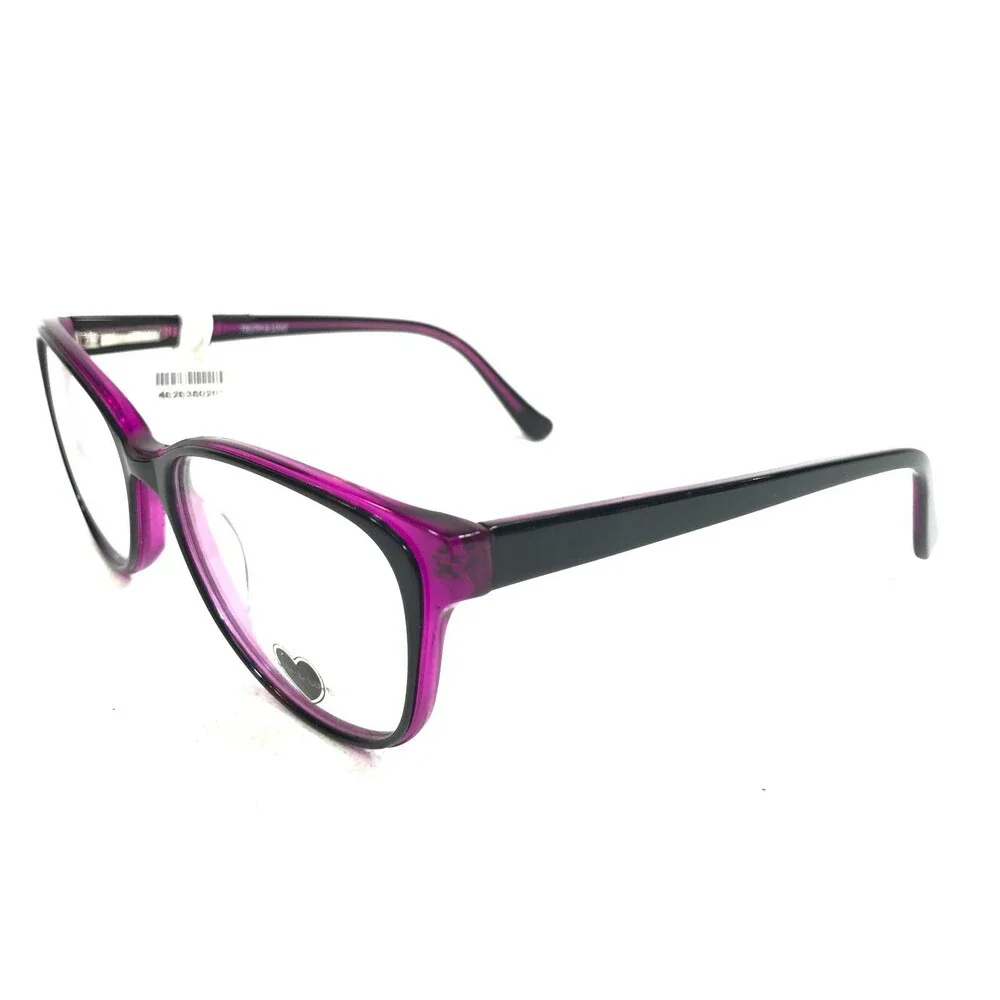 Truth & Love T&L 07 COL 80 Eyeglasses Frames Black Purple Cat Eye Full Rim 135